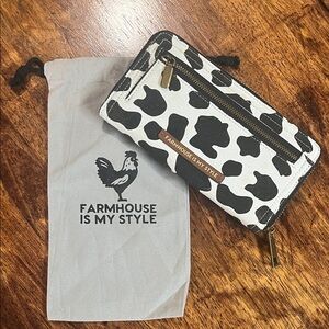 Farmhouse Is My Style Black and White Cow Print Wallet
